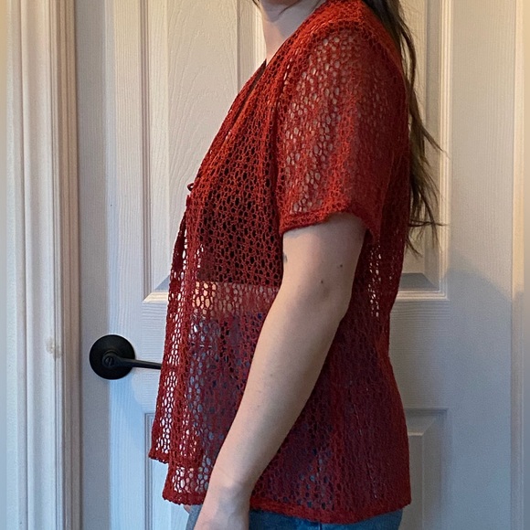 Red Lace Button Blouse - Picture 4 of 4